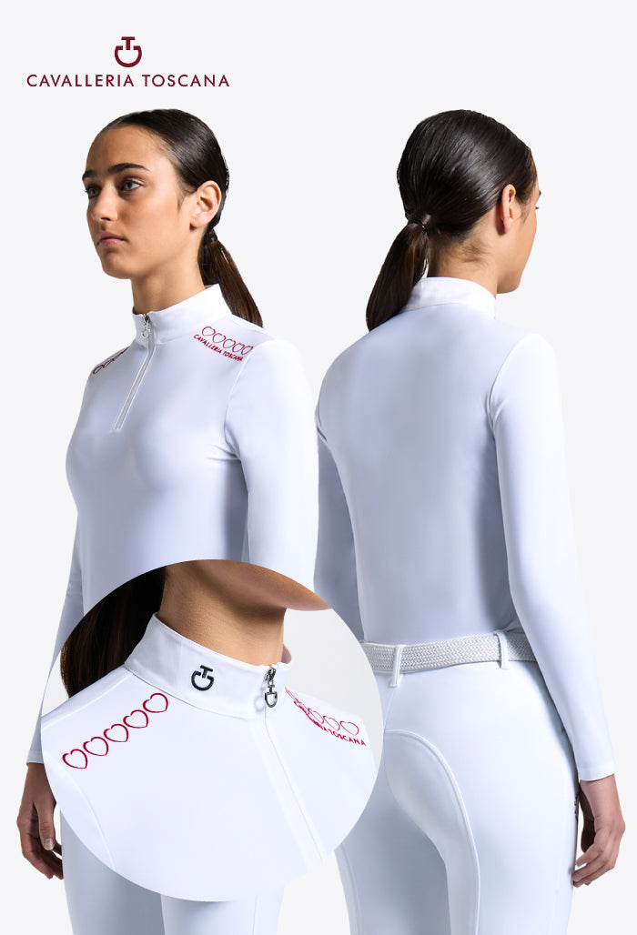 Cavalleria Toscana -Girl's Long Sleeve Show Shirt Hearts