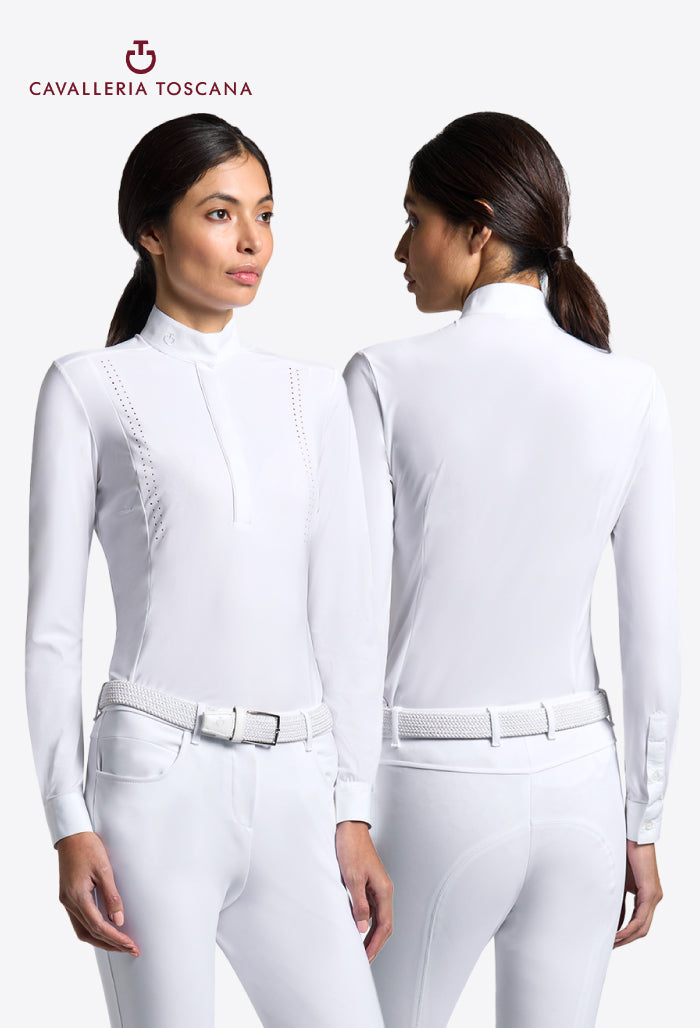 Cavalleria Toscana - Women's Long Sleeve Competition Shirt with Laser-Cut Inserts