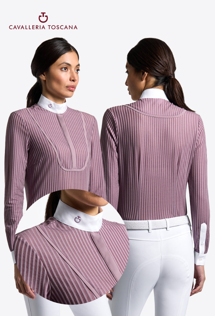 Cavalleria Toscana - Women’s Long Sleeve Competition Shirt with Striped Pattern