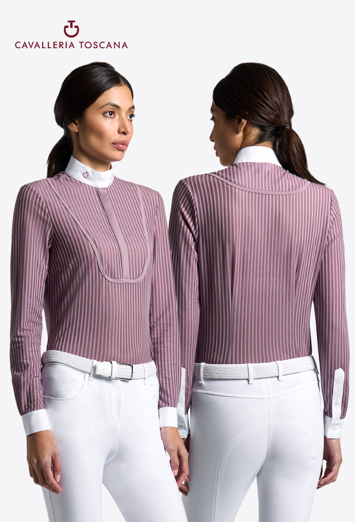 Cavalleria Toscana - Women’s Long Sleeve Competition Shirt with Striped Pattern