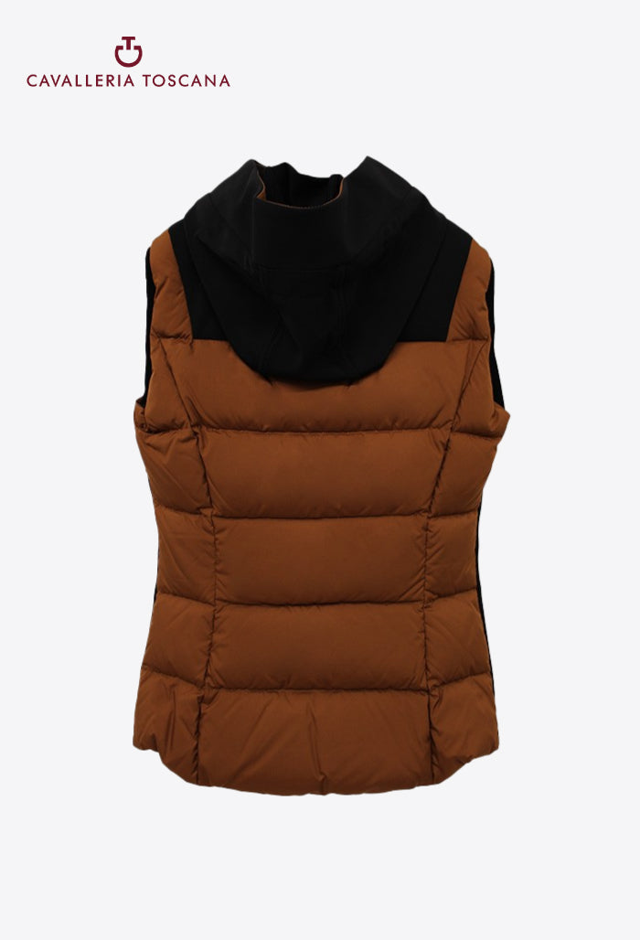 Cavalleria Toscana - Women's Vest, Quilted Matte Nylon Hooded Puffer Vest With Jersey Insert