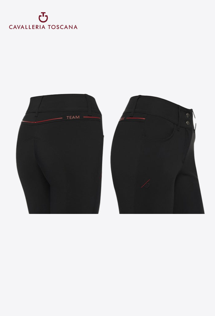 Cavalleria Toscana - Women's High Waist Knee Grip Breeches - CT Team Red Stripe