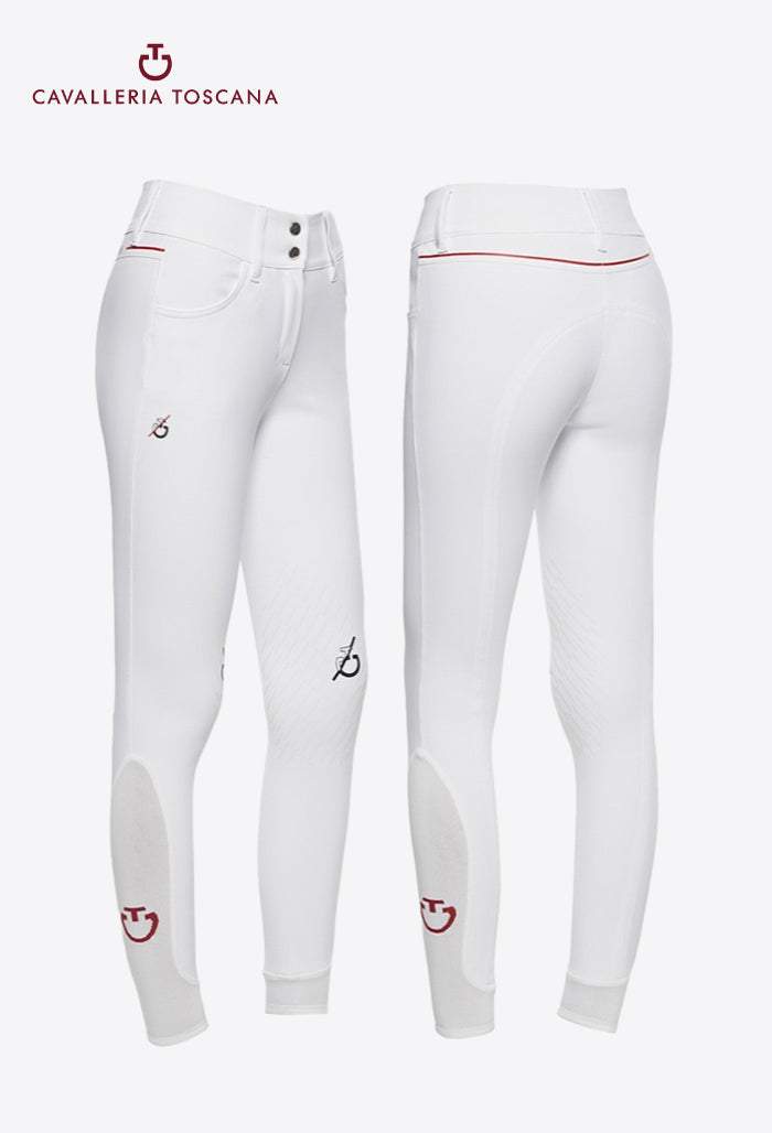 Cavalleria Toscana - Women's High Waist Knee Grip Breeches - CT Team Red Stripe