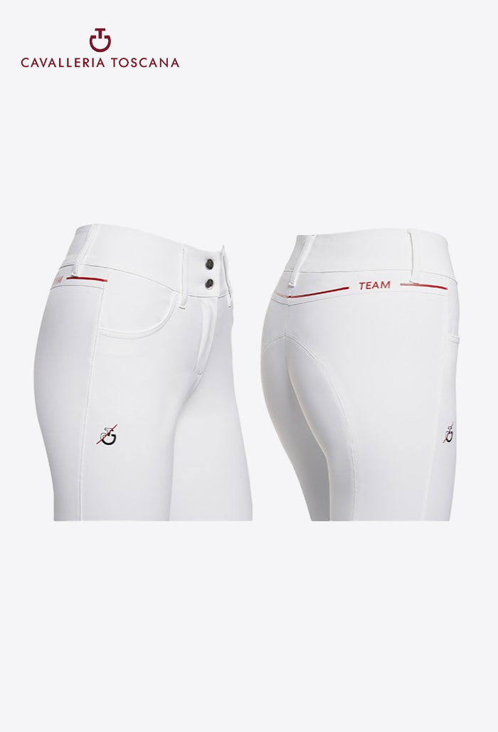 Cavalleria Toscana - Women's High Waist Knee Grip Breeches - CT Team Red Stripe