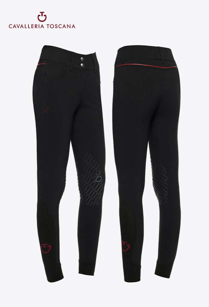 Cavalleria Toscana - Women's High Waist Knee Grip Breeches - CT Team Red Stripe