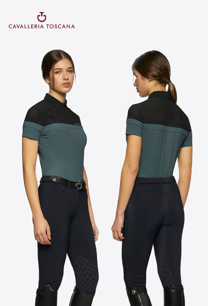 Cavalleria Toscana - Women's Polo Shirt Perforated Jersey S/S