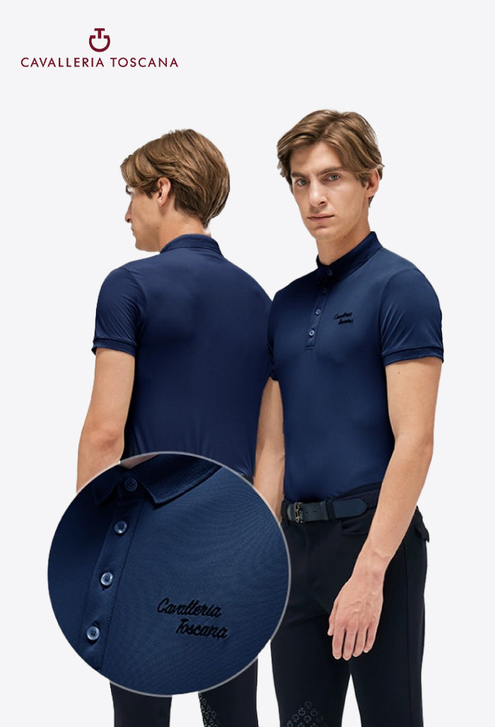 Cavalleria Toscana - Men’s Polo Shirt with Embroidered Script Logo