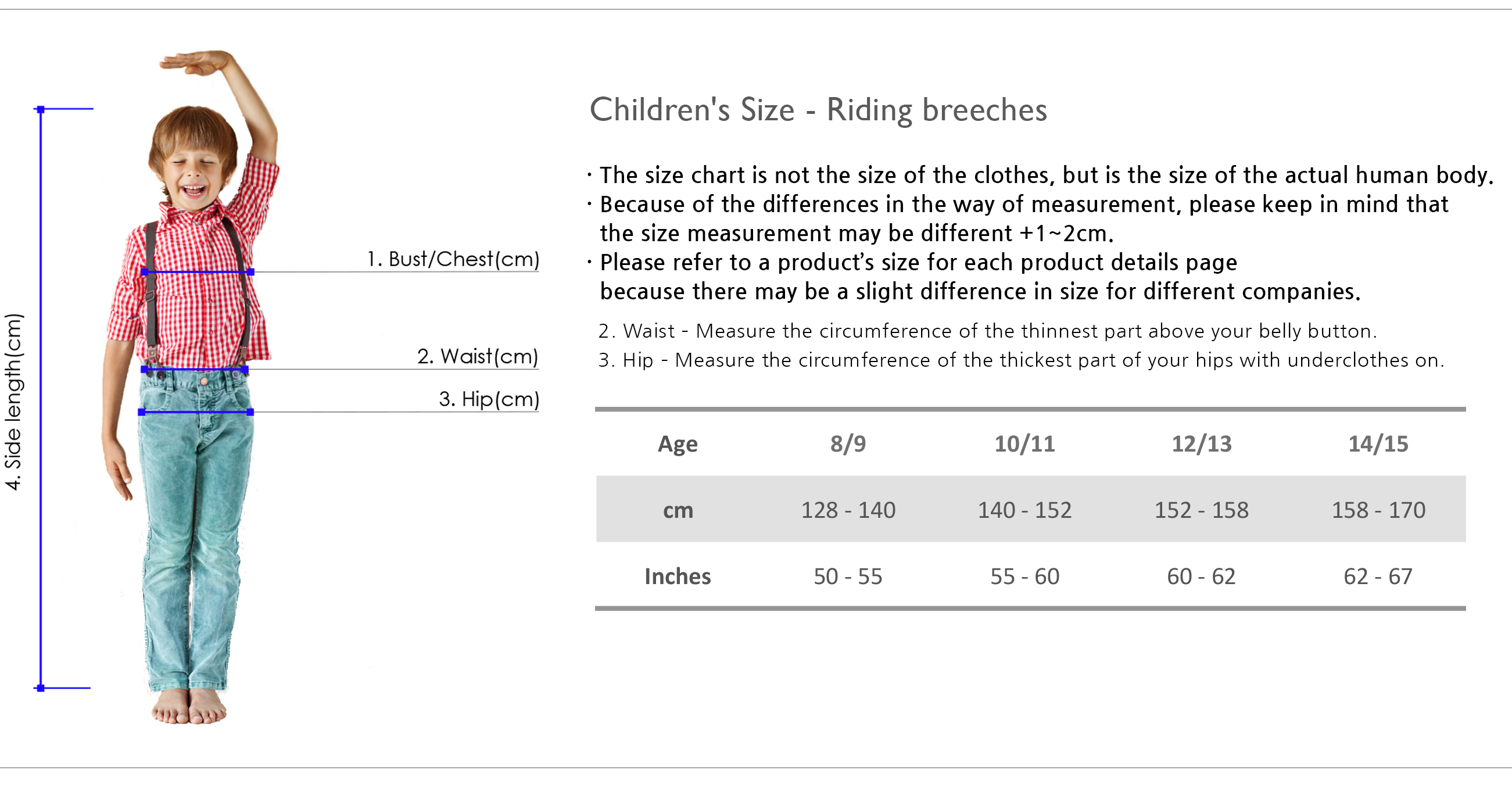 Tuffrider Childrens Breeches Size Chart