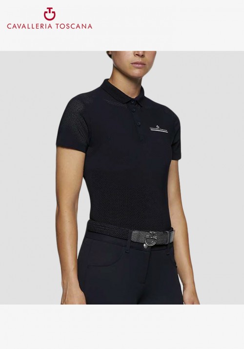Cavalleria Toscana - women's Ct Fully Perforated Jersey S/S Training Polo