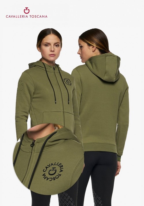 Cavalleria Toscana - Women's cotton-sweatshirt with a zip / CT Orbit