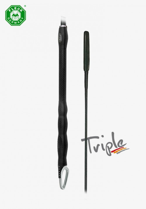 Fleck - TRIPLE DeLuxe, Lacquere nylon weave with TripleBalance-grip, flexible whip shaft, leather thong, 44“-56“